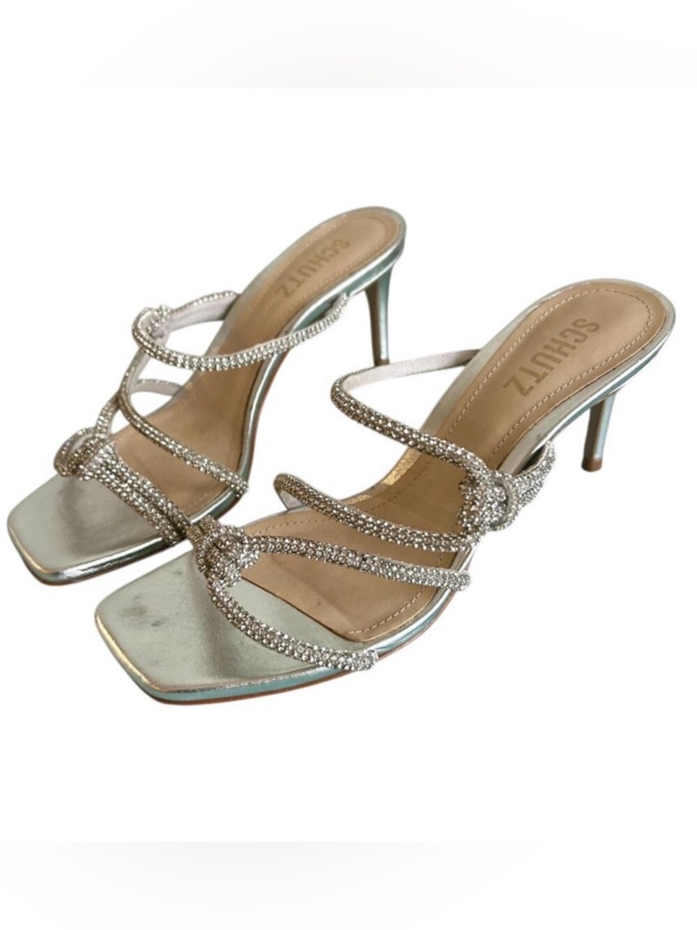 SCHUTZ  Lauryn Sandal Slip On Stiletto Crystal Embellished Special Event Size 6